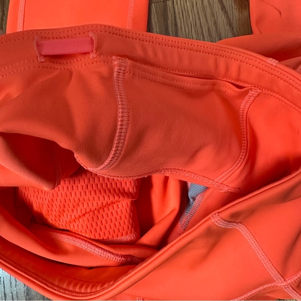 Athleta Laser-Cut High Rise Run Tight in Neon Coral | Compression Leggings Small - Picture 10 of 15